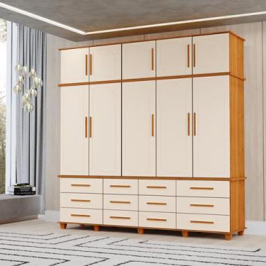 Imagem de Guarda Roupas Berlim 100% Mdf c/ 10 Portas 12 Gavetas Pés Madeira - Lu