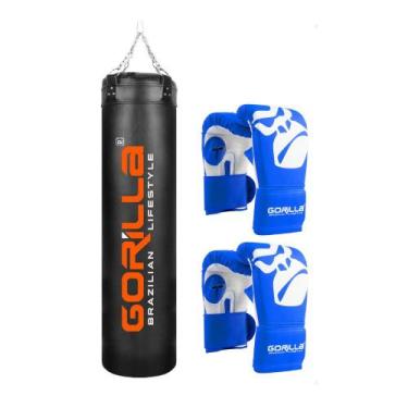 Imagem de Saco Pancada Grande 160 Cm Profissional Reforçado + Luva Bate Saco Adu