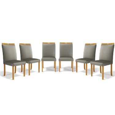 Imagem de Kit Com 6 Cadeiras Agnes Madeira Maciça Estofadas Para Mesa De Jantar