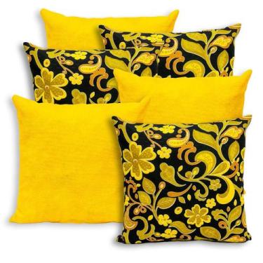 Imagem de Kit 6 Capas de Almofada Lisa e Estampada 40x40cm Zíper Gorgurinho - BE