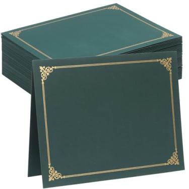 Imagem de Porta-certificados, capas de diploma borda de folha dourada, para certificados de tamanho carta 21 x 28 cm, cartolina, documentos de documentos, verde (25)