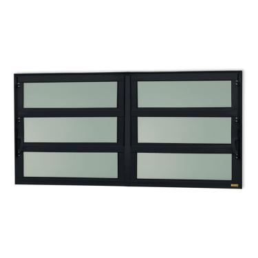Imagem de Janela De Aluminio Basculante 2 Seções Elite Vidro Boreal 60cm X 120cm Brimak Preto