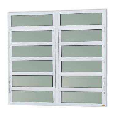 Imagem de Janela De Aluminio Basculante 2 Seções Elite Vidro Boreal 120cm X 200cm Brimak Branco