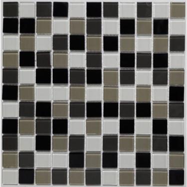 Imagem de Pastilha De Vidro Quadrados De 2,5cm Cristal Glass Mosaic 30cmx30cm (placas) Cinza