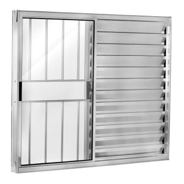 Imagem de Janela Veneziana 3 Folhas Com Grade Direita Brilhante 100x100cm Ecosul Esquadrisul