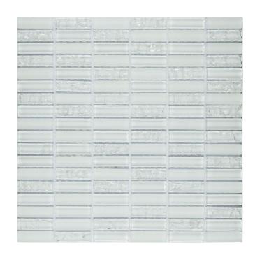 Imagem de Pastilha Mesclada De Vidro 30cm X 30cm Strip Glass Mosaic (placas) Branco