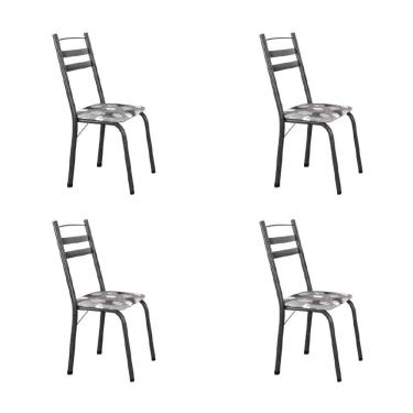 Imagem de Conjunto Com 4 Cadeiras Tubular Itália Artefamol Dark Craquelado Dark