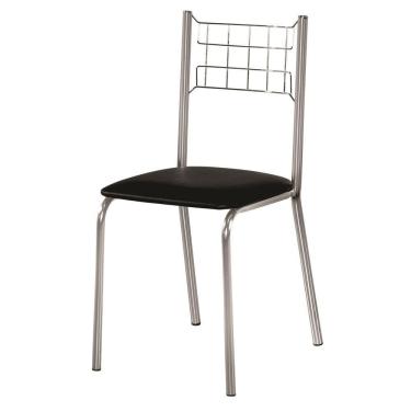 Imagem de Cadeira Íris Com Assento Em Corino Aço Nobre Cromada Com Preta