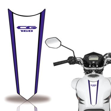 Imagem de Adesivo Faixa Gravata Tanque Moto Cg 125/150/160 Titan Fan Start Branco Azul Cg 160