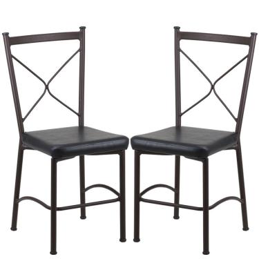 Imagem de Kit 2 Cadeiras Buffet Em Alumínio Marrom Com Preto