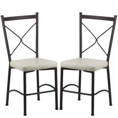 Imagem de Kit 2 Cadeiras Buffet Em Alumínio Marrom Com Bege