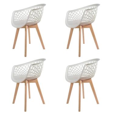 Imagem de Kit 4 Cadeiras c/Encosto p/Mesa De Jantar Cozinha branca
