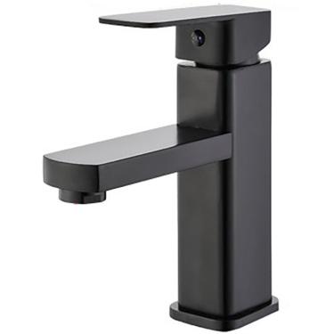 Imagem de Torneira Monocomando Misturador 18cm Lorben Banheiro Quadrada Baixa Preto Fosco