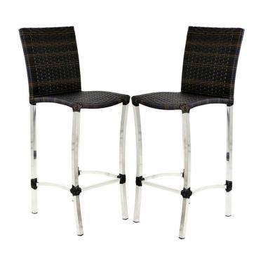 Imagem de 2 Banquetas Alta Cannes Em Alumínio Para Cozinha Bar Edícula Tabaco