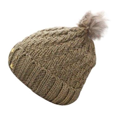 Imagem de Touca Gorro Adulto Marrom Pompom Tamanho único