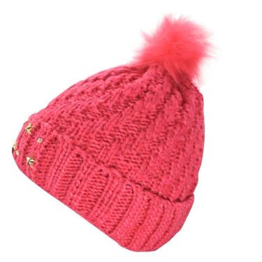 Imagem de Touca Gorro Adulto Rosa Pompom Tamanho único