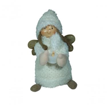 Imagem de Boneca Decorativa Branca Segurando Vela De Led - Ab514