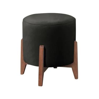 Imagem de Puff Estofado Decorativo Redondo Eloá Corino preto