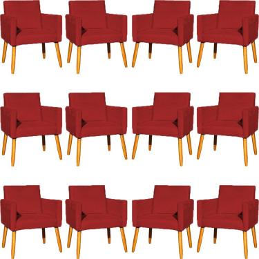 Imagem de Kit 12 Poltronas Decorativa Para Sala Nina Suede Cores Pé Palito 30cm Castanho - Suede