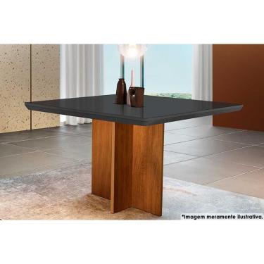 Imagem de Mesa De Sala Jantar Berlim Com tampo Vidro Canto Curvo 90x90cm Imbuia grafite Rufato