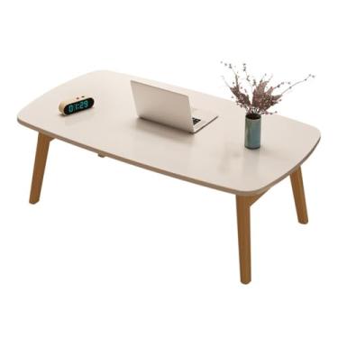 Imagem de Mesa de centro dobrável branca pequena mesa de centro para sala de estar, portátil, simples, moderna para espaços pequenos, sem montagem