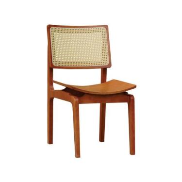 Imagem de Cadeira Gus Madeira Maciça Encosto Telinha Assento Anatômico - Amêndoa