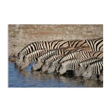 Imagem de SDYJ6GSW Imagens de animais preto e branco para decoração de parede Um grupo de zebras água potável impressão imagem de cavalo pintura de arte de parede zebra decoração de parede para sala de estar 45