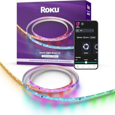 Imagem de Roku Fita De Led Inteligente+, 32,8 Pés - Opções Cores Com Brilho E Temperatura Ajustáveis, Função Peel Stick, Wi-Fi, Funciona Voz, Alexa, Google Assistant, Produto Doméstico