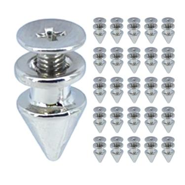 Imagem de Megoto 25 Conjuntos De Cones Com Pontas, Parafusos, Rebites Metal Para Roupas Estilo Punk, Sapatos Bala, Bolsas, Coleiras Cachorro, Acessórios Decoração Artesanato Faça Você Mesmo (Árvore 10X20 Mm)