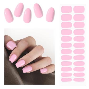 Imagem de EBANKU Tiras De Gel Semi Curadas Para Unhas, 24 Adesivos Uv Rosa Mulheres, Faça Você Mesmo, Qualidade Salão Com Lixa, Adesivo - Requer Luz