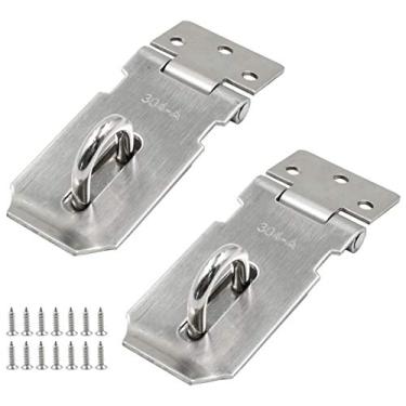 Imagem de Augiimor Fechaduras de porta de ferrolho de cadeado de 7,6 cm, ferrolho de segurança de aço inoxidável 304, resistente, com parafusos, acabamento escovado, prata, 2 peças