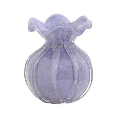 Imagem de Generic Vaso de vidro soprado à mão, arranjo de flores simples, vaso decorativo para, estante, escritório, decoração para casa, Roxo