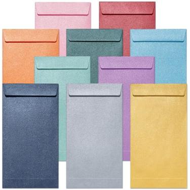 Imagem de Envelopes de dinheiro para dinheiro, envelopes coloridos de 100 unidades para presentes, desafios de economia, moedas, cheques, sementes, itens pequenos, 8,5 x 16,5 polegadas, coleção Luxe Gleam, 10