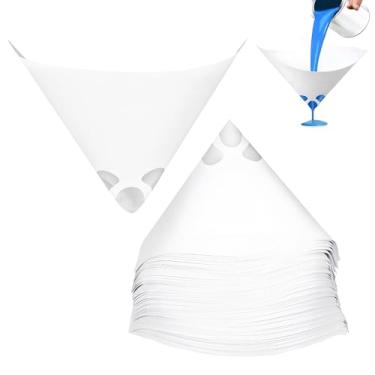 Imagem de wuyaoyao 50 filtros de tinta, filtro de tinta de 100 mícrons, filtros de cone de papel ultrafinos com malha de nylon, funis de tela de tinta descartáveis para pistolas de pintura automotiva, resina