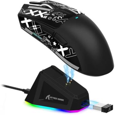 Imagem de Mouse Gamer Attack Shark X11 59g Superleve sem fio com Dock Magnético RGB, 22000 DPI, 5 botões programáveis para PC/Notebook/Mac (Preto)