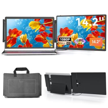 Imagem de Redalf Monitor Portátil 14,2 Polegadas FHD 1080p IPS USB C HDMI Extensor de Tela de Laptop IPS, Alto-Falantes, Plug & Play, Monitor Externo para Laptop 13-16,1 Polegadas, PC, Mac