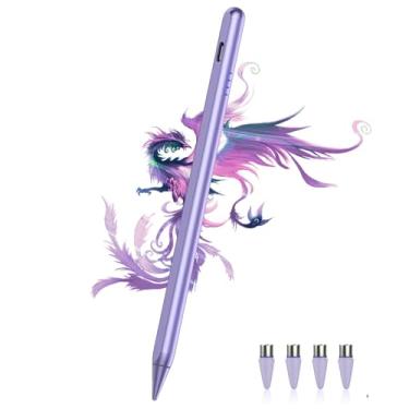 Imagem de Caneta Stylus para tablet Android/telefone, pontas de pompom, caneta Stylus de carregamento rápido para iPhone, lápis magnético ativo compatível com Samsung A9+, iPhone, Lenovo e outros smartphones e