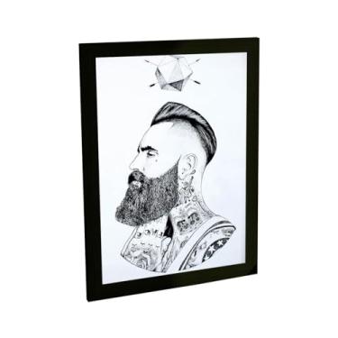 Imagem de Quadro Decorativo Barbearia Barbeiro Barba Cabelo Tattoo Decoração Poster Quarto Sala