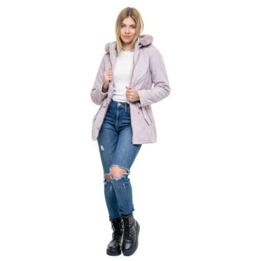 Imagem de Parka Dupla Face Feminina Casaco De Frio Intenso P/ Neve - bella, Bege