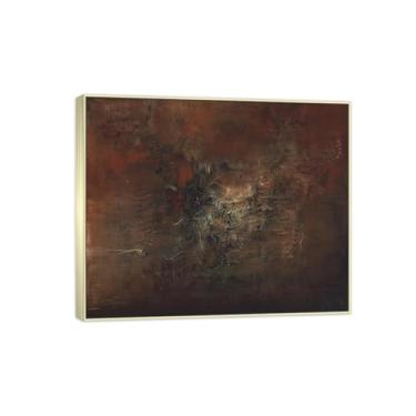 Imagem de MUHJDYC Zao Wou-ki Pintura famosa abstrata - imagem de arte em tela - arte de parede para sala de estar - reprodução de impressões (vento quente) moldura prata 20x25cm-8x10in
