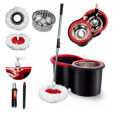 Imagem de Mop Giratório Com Cesto 14l Em Inox C/2 Refil e Dispense Para Sabão - Nybc