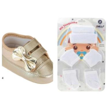 Imagem de Kit bebê sapatinho com touquinha, luvinha e meia batizado - Igui Baby,