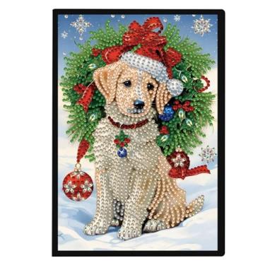 Imagem de Focart Kit de caderno de pintura de diamante DIY, tema de Natal, caderno de arte de diamante em formato especial, caderno de esboços para escrever e desenhar