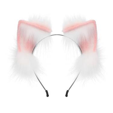 Imagem de QinRuan Cat Fox Faux Fur Ears Headband Cute Halloween Fancy Dress Cosplay Handmade Animal Furry Ears Hair Hoop