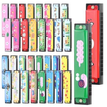 Imagem de Gaita de 32 peças, brinquedo de gaita de desenho animado de 16 furos com fileira dupla - perfeito para adultos iniciantes instrumento musical presente, festas de aniversário, gaitas de Natal