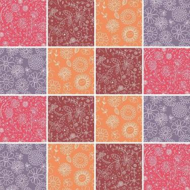 Imagem de Papel de Parede Adesivo Azulejo Floral 260851643 0,58x2,50M - Adesivo 