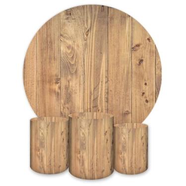 Imagem de Capas Para Painéis + Capas Cilindros Para Festas Tema Madeira(Normal,Kit Completo | 3143)