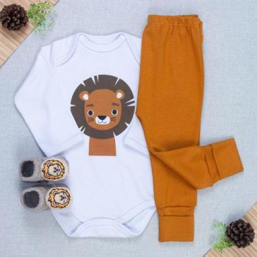 Imagem de Conjunto Bebê Completo Body Manga Longa, Calça Pé Reversível e Pantufa