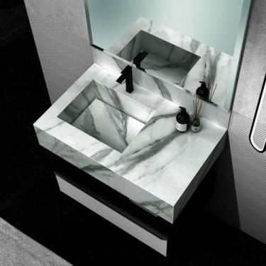 Imagem de Bancada em Porcelanato 80cm com Cuba Esculpida Max - Blu