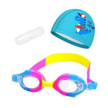 Imagem de Kit Óculos Natação Com Estojo e Touca Infantil Desenhos Coleção Peixin
